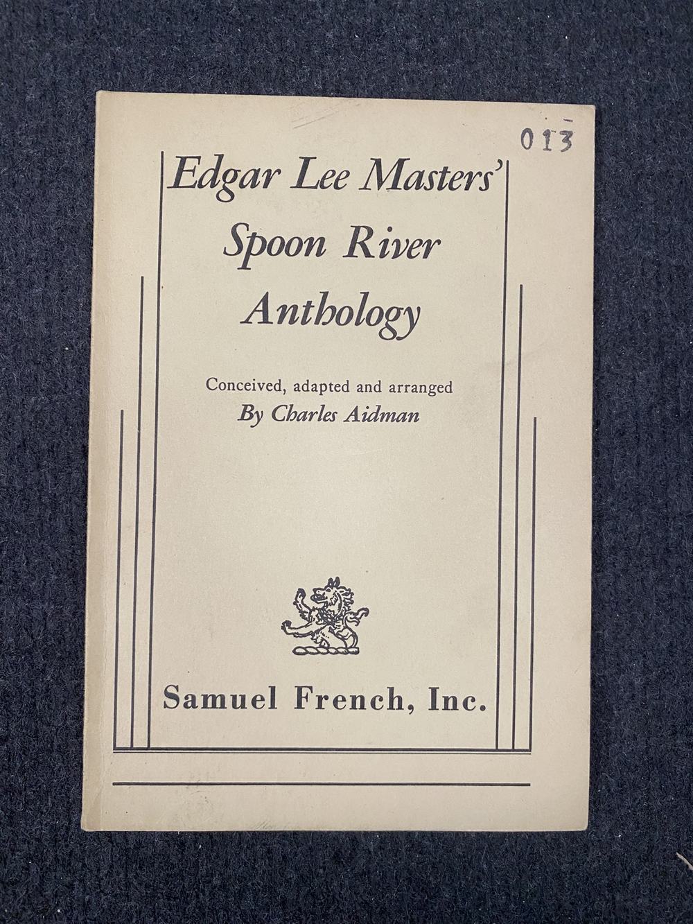 Edgar Lee Masters' Spoon River Anthology, photograph of this copy