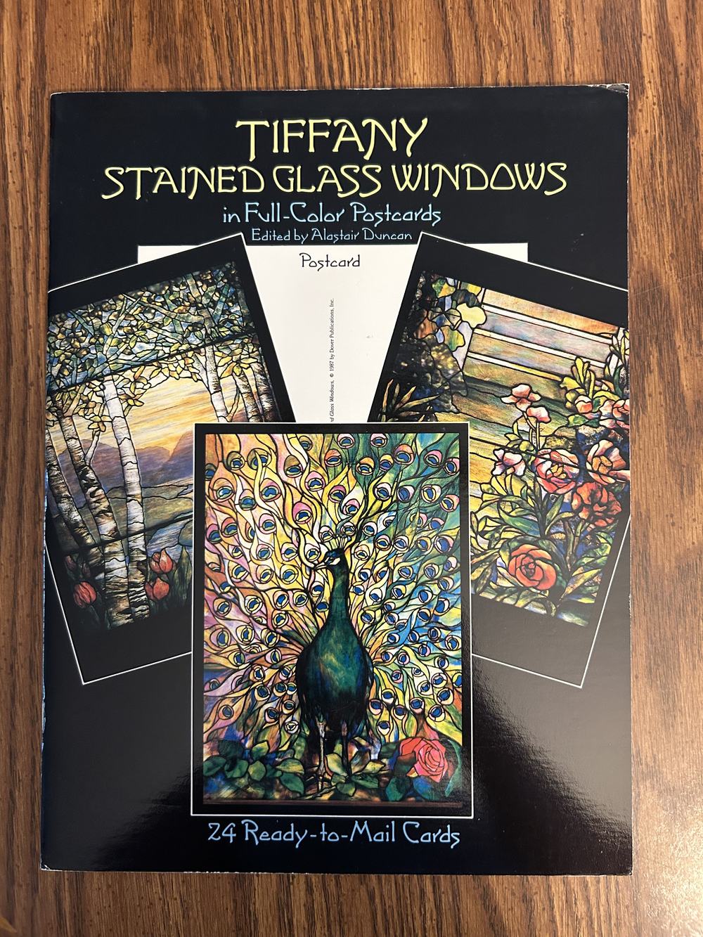 Tiffany Stained Glass Windows in Full-color Postcards, photograph of this copy