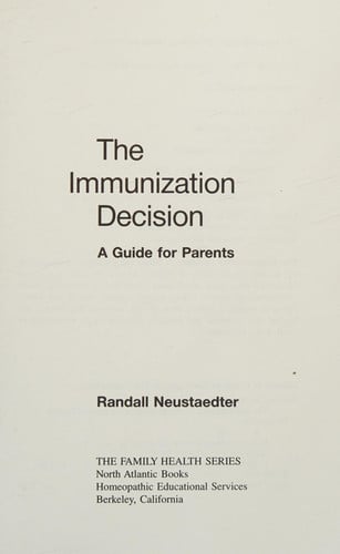 The Immunization Decision: A Guide for Parents (publisher cover image)